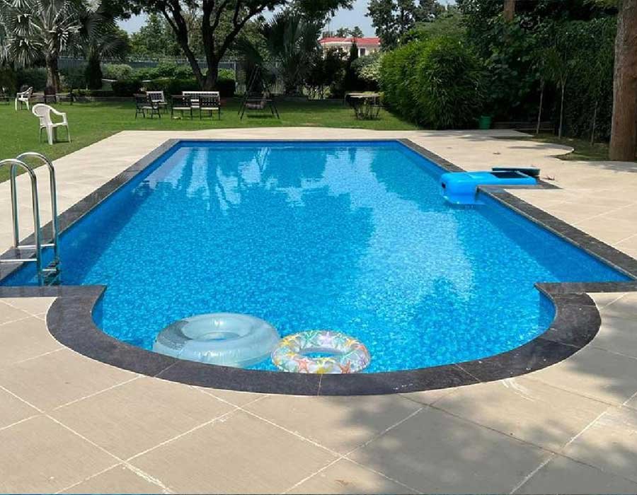 Premium swimming pool facility with clear lanes and clean surroundings